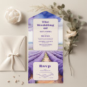 Rustic Lavender Wedding All In One Uitnodiging