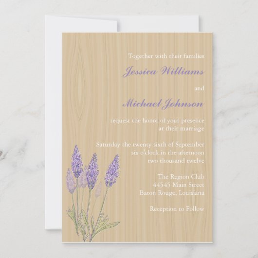 Rustic Lavender Wedding Kaart (Voorkant)