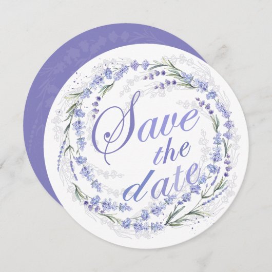 Rustic Lavender Wreath Wedding Save the Date (Voorkant / Achterkant)