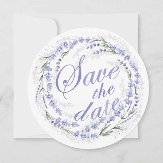 Rustic Lavender Wreath Wedding Save the Date (Voorkant)