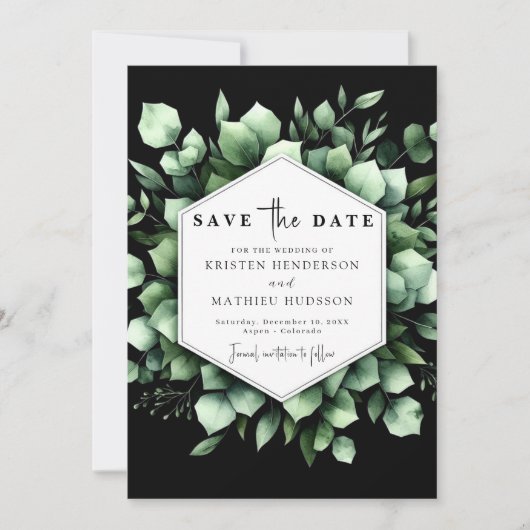 Rustic Leaf Eucalyptus Digital Wedding Save The Date (Voorkant)
