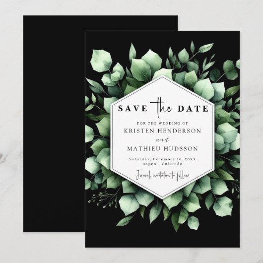 Rustic Leaf Eucalyptus Digital Wedding Save The Date (Voorkant / Achterkant)