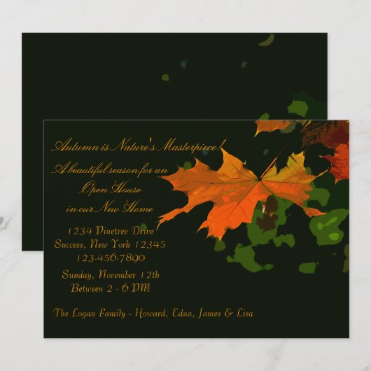 Rustic Leaf Invitation Kaart (Voorkant / Achterkant)