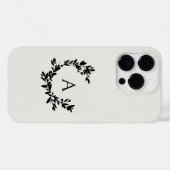 Rustic Leaf Monogram Initiaal Cream Neutraal Case-Mate iPhone Case (Achterkant (horizontaal))