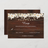 Rustic Leaf String Lights Hout Wedding RSVP (Voorkant / Achterkant)