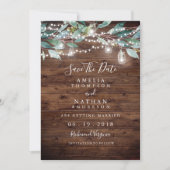 Rustic Leaf String Lights slaat de datum op Save The Date (Voorkant)