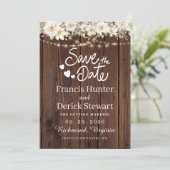 Rustic Leaf String Lights Wood Save The Date Kaart (Staand voorkant)
