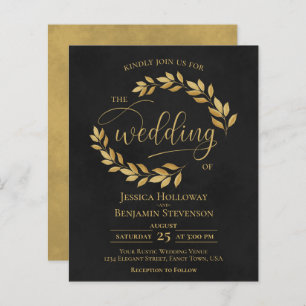 Rustic Leaves Black & Gold BUDGET Weddenschap uitn