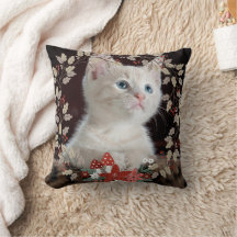 Rustic Leaves Cat Pet Foto met kerstmis