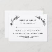 Rustic Leaves Wedding Response Card Kaart (Voorkant / Achterkant)