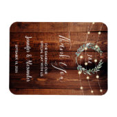 Rustic leaves wood string lights Thank you wedding Magneet (Horizontaal)