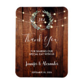 Rustic leaves wood string lights Thank you wedding Magneet (Verticaal)