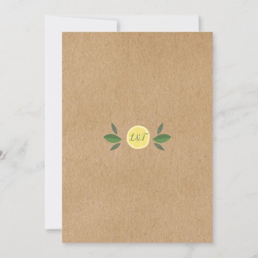 Rustic Lemon Greenery Engagement Party Kaart (Achterkant)
