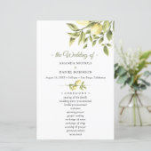 Rustic Lemon Greenery Wedding Ceremony Program (Staand voorkant)