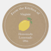 Rustic Lemon Label Sticker voor limonade of jam (Voorkant)
