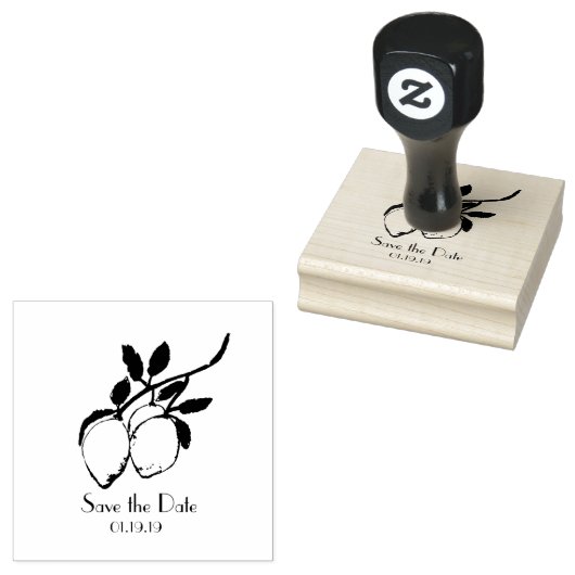 Rustic Lemon Save the Date Wedding Initiaal Rubberstempel (Gestempeld)