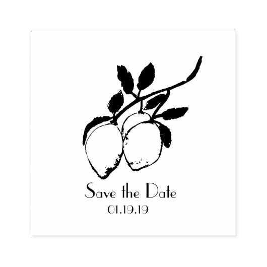 Rustic Lemon Save the Date Wedding Initiaal Rubberstempel (Afrduk)