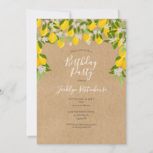 Rustic Lemons Blossom Greenery Birthday Party Kaart