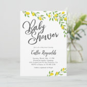 Rustic Lemons Geel Baby shower Kaart (Staand voorkant)