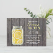 Rustic Lemons Jar & Barn Wood Sweet 16 Kaart (Staand voorkant)