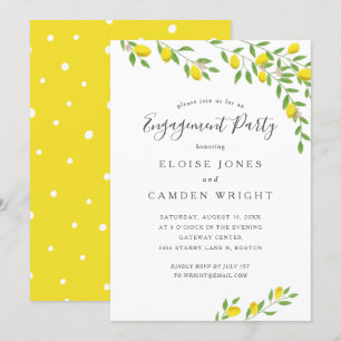 Rustic Lemons Yellow Engagement Party Kaart