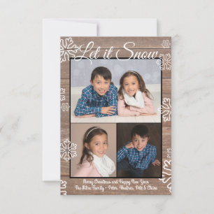 Rustic Let it Snow - 3x5 Kerst Foto Rechthoek Kaart