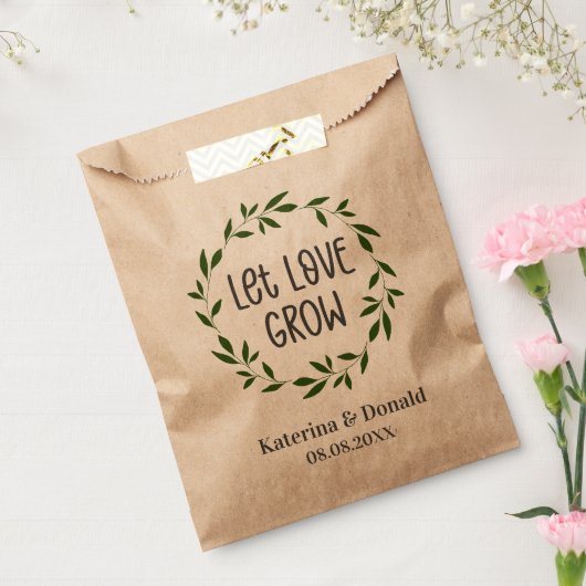 Rustic Let Love Grow Seed Wedding Favor Bag Bedankzakje (Gezegeld)