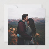 Rustic Light Blue Floral Photo Square Wedding Kaart (Achterkant)