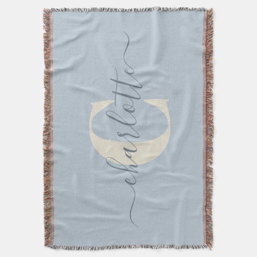 Rustic Light Blue Persoonlijke naam Monogramed Deken (Voorkant Verticaal)