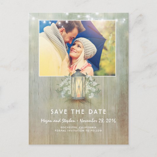 Rustic Light - Iron Lantern Foto Bewaar de datum Aankondigingskaart (Voorkant)