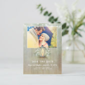 Rustic Light - Iron Lantern Foto Bewaar de datum Aankondigingskaart (Staand voorkant)