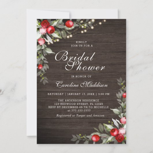 Rustic Light Winter Moody Bridal Shower Kaart (Voorkant)