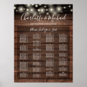 Rustic Lights Alphabetical Wedding Seating Chart Poster (Voorkant)