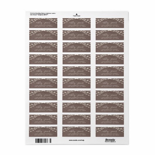 Rustic Lights Bindingadres van Chic Script Etiket (Full Sheet)