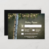 Rustic Lights Birch Bark Tree Wedding RSVP Kaarten (Voorkant / Achterkant)