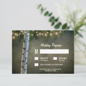 Rustic Lights Birch Bark Tree Wedding RSVP Kaarten Kaartje (Staand voorkant)