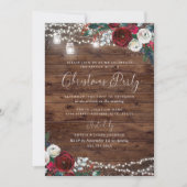 Rustic Lights Bourgondië Bloemen Sneeuw Kerstmis Kaart (Voorkant)