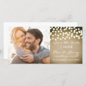 Rustic Lights Burlap Bewaar de datum Fotokaart Save The Date (Voorkant / Achterkant)