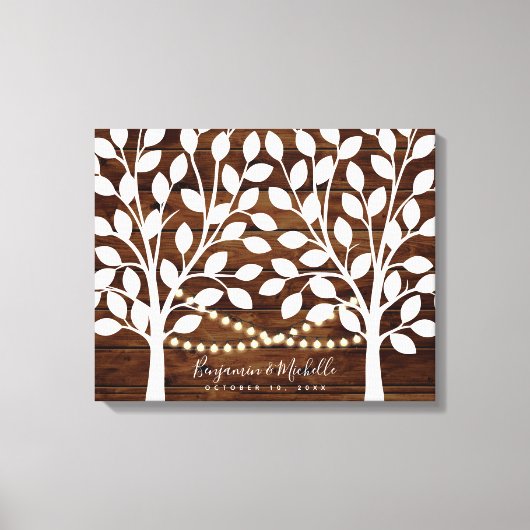 Rustic Lights Guest Book Canvas - 50 handtekeninge Afdruk (Voorkant)