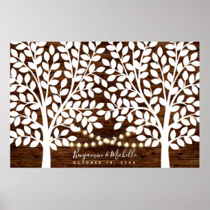 Rustic Lights Guest Book Poster - 200 handtekening