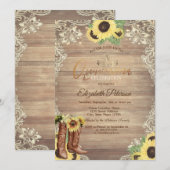 Rustic Lights,Lace,Boots Sunflowers Quinceañera Kaart (Voorkant / Achterkant)