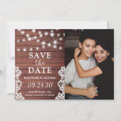 Rustic Lights LGBTQ Photo Save the Date Card Magnetische Uitnodiging (Voorkant)
