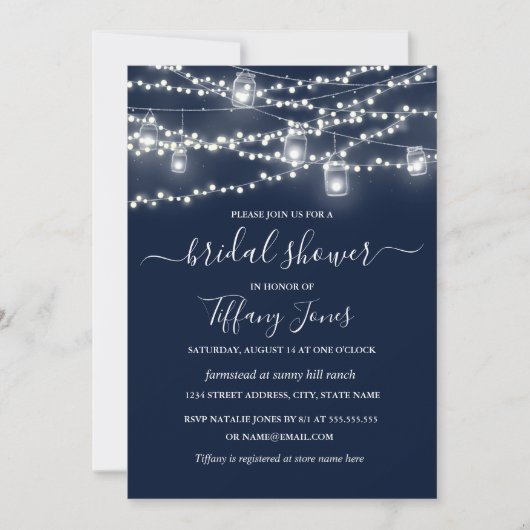 Rustic Lights Marine Nuptiale Douche Invitation (Devant)