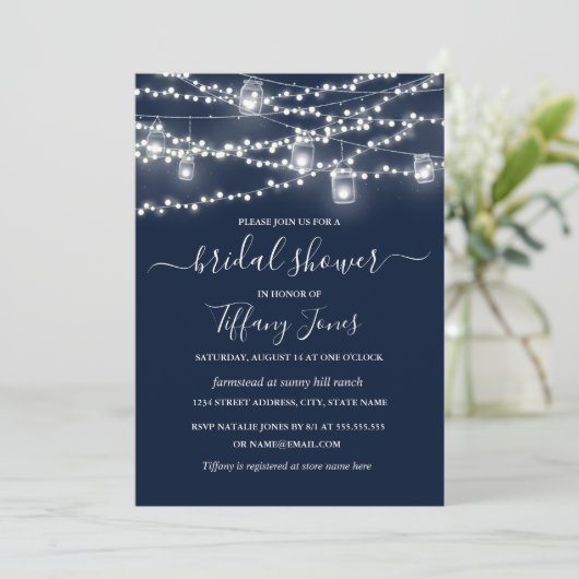 Rustic Lights Marine Nuptiale Douche Invitation (Debout devant)