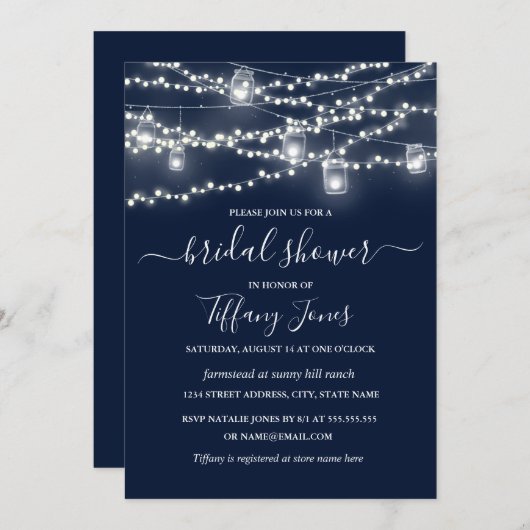 Rustic Lights Marine Nuptiale Douche Invitation (Devant / Derrière)