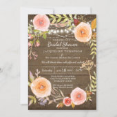 Rustic Lights N Wood Vrijgezellenfeest Bloemen Kra Kaart (Voorkant)