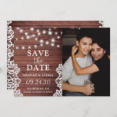 Rustic Lights Photo LGBTQ Save The Date Card (Voorkant / Achterkant)