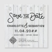 Rustic Lights Script QR Code Save The Date Magnet (Voorkant)