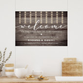 Rustic Lights Welkom bruiloft Poster (Keuken)