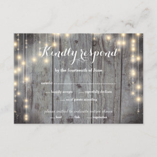 Rustic Lights Wood RSVP